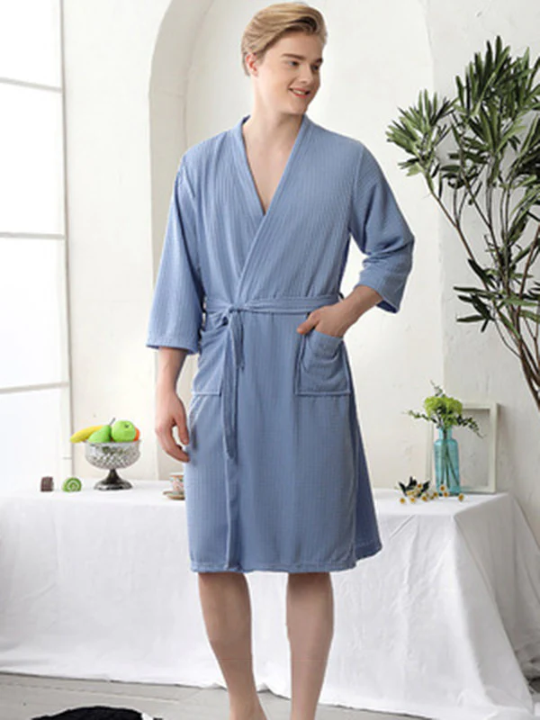 Comfortable Solid Bandage Thin Pajama Robe - Image 15