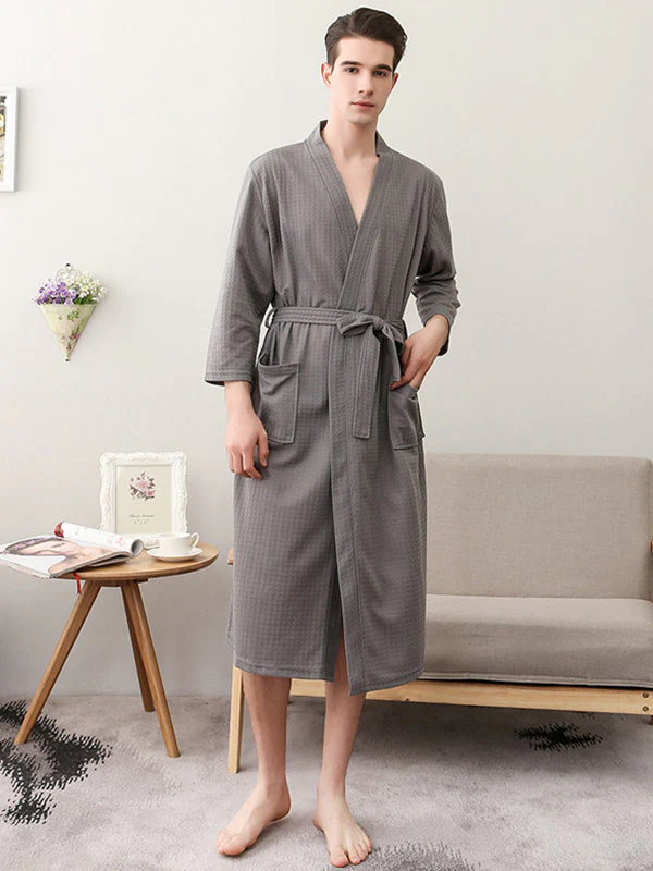 Comfortable Solid Bandage Thin Pajama Robe - Image 20