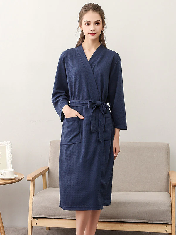 Comfortable Solid Bandage Thin Pajama Robe - Image 21