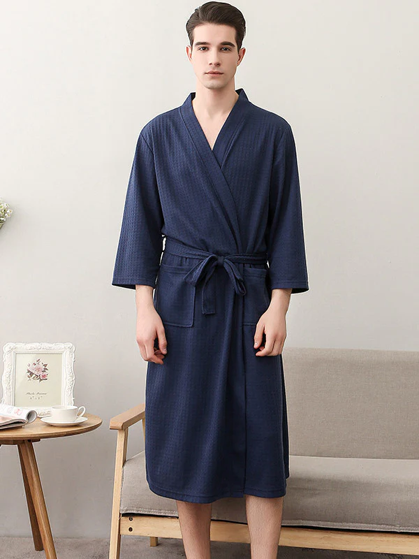 Comfortable Solid Bandage Thin Pajama Robe - Image 22