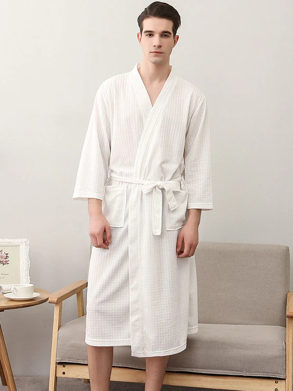 Comfortable Solid Bandage Thin Pajama Robe - Image 23