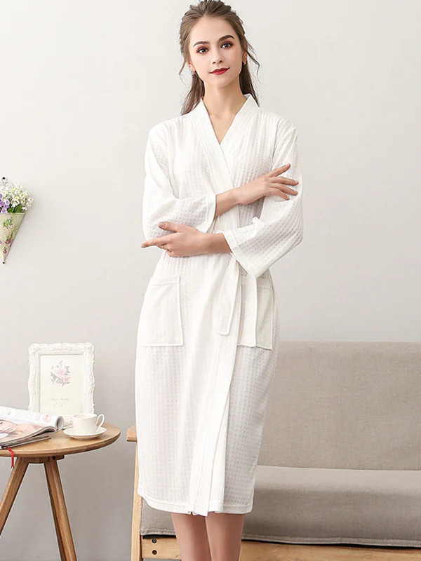 Comfortable Solid Bandage Thin Pajama Robe - Image 24