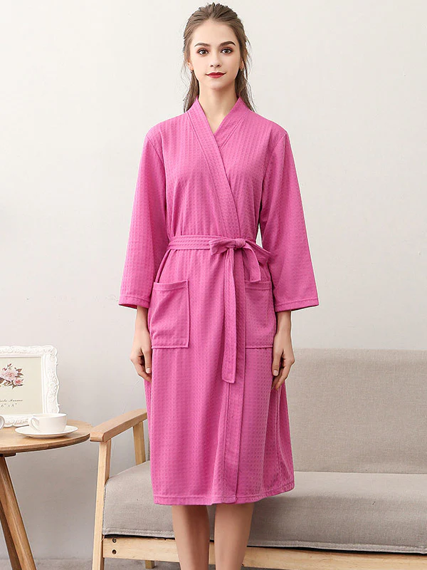 Comfortable Solid Bandage Thin Pajama Robe - Image 26