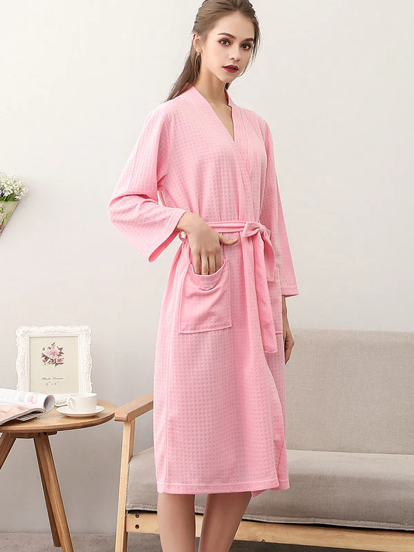 Comfortable Solid Bandage Thin Pajama Robe - Image 27