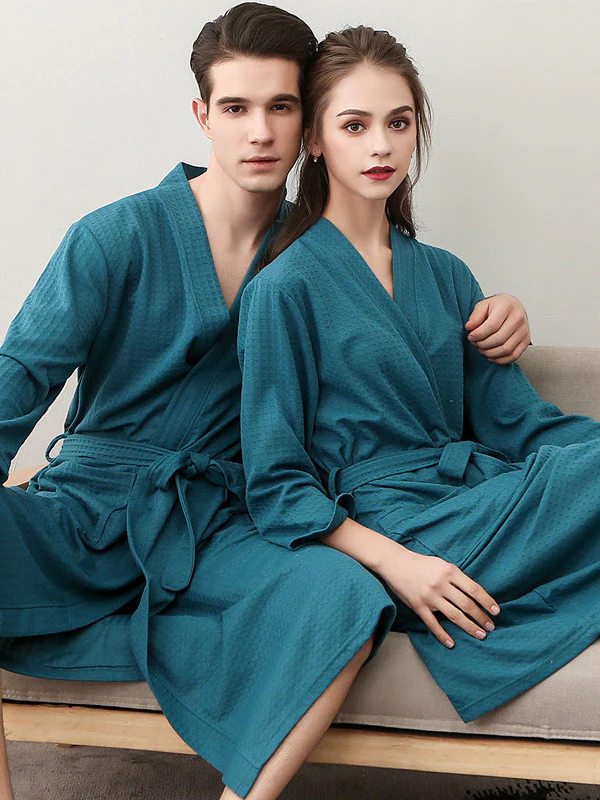 Comfortable Solid Bandage Thin Pajama Robe - Image 3