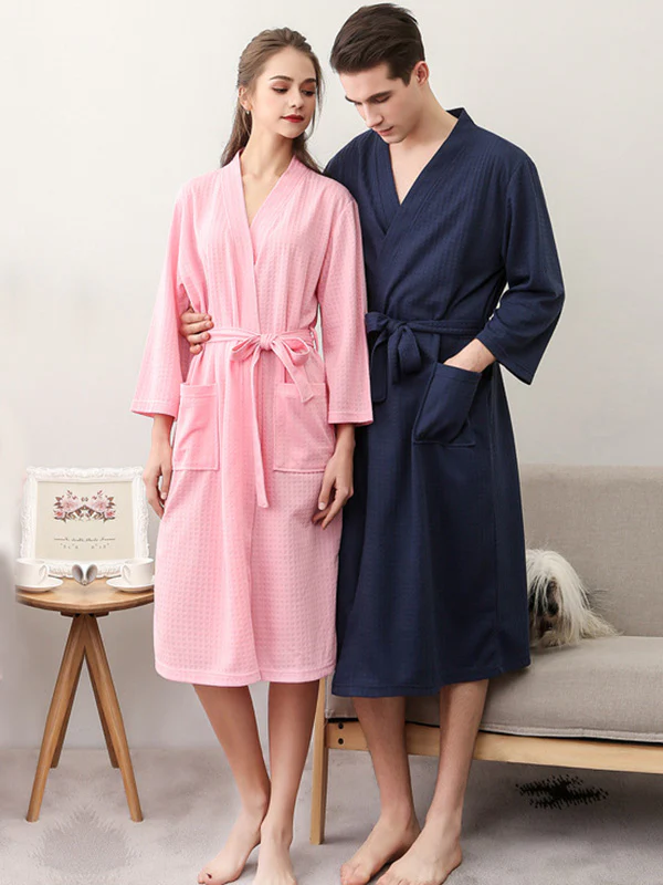 Comfortable Solid Bandage Thin Pajama Robe - Image 4