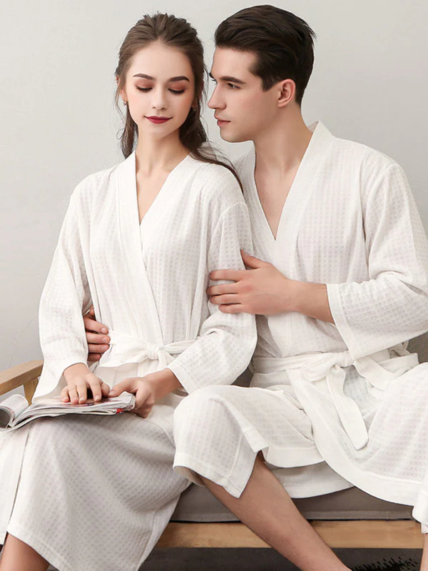 Comfortable Solid Bandage Thin Pajama Robe - Image 5