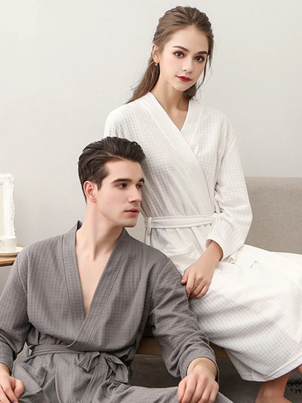 Comfortable Solid Bandage Thin Pajama Robe - Image 6