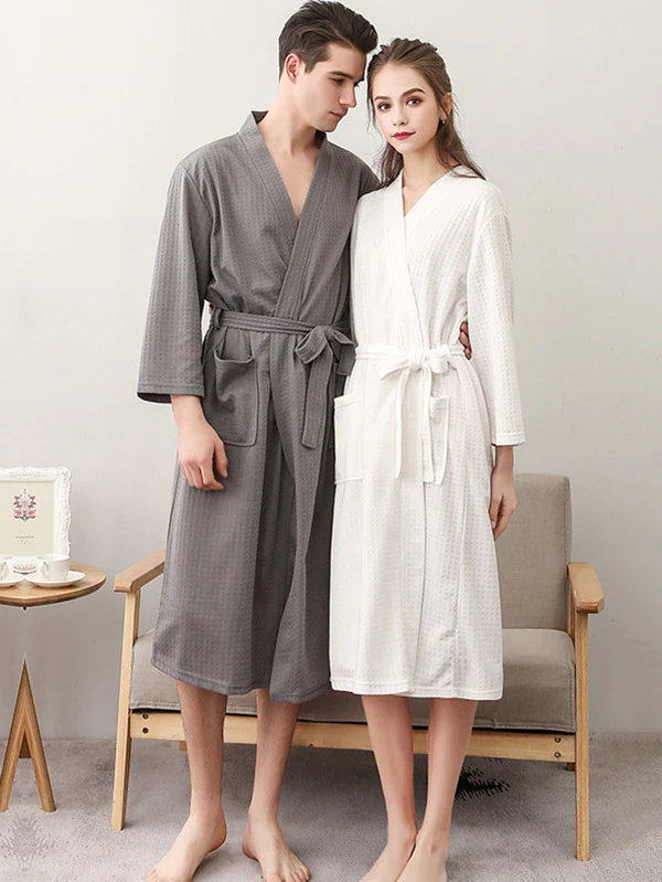 Comfortable Solid Bandage Thin Pajama Robe - Image 7