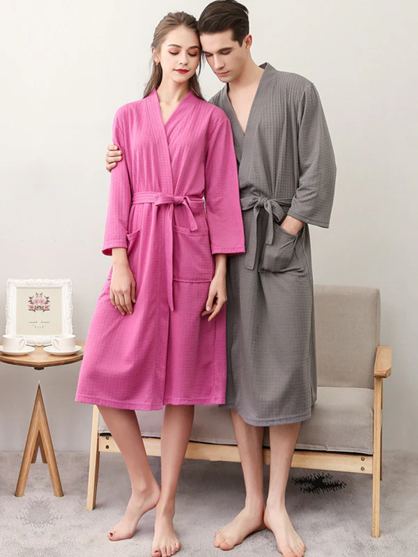 Comfortable Solid Bandage Thin Pajama Robe - Image 8