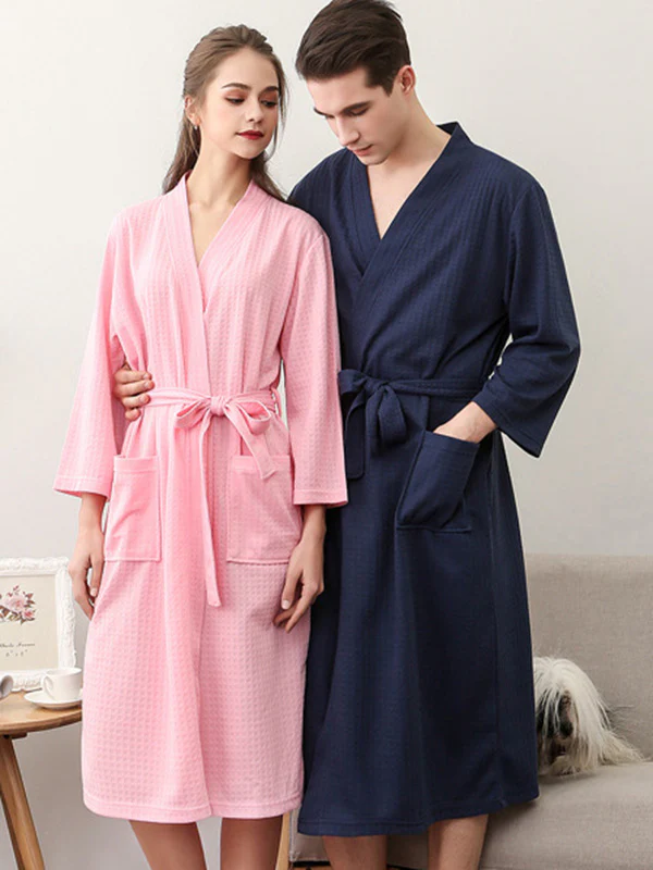 Comfortable Solid Bandage Thin Pajama Robe - Image 10