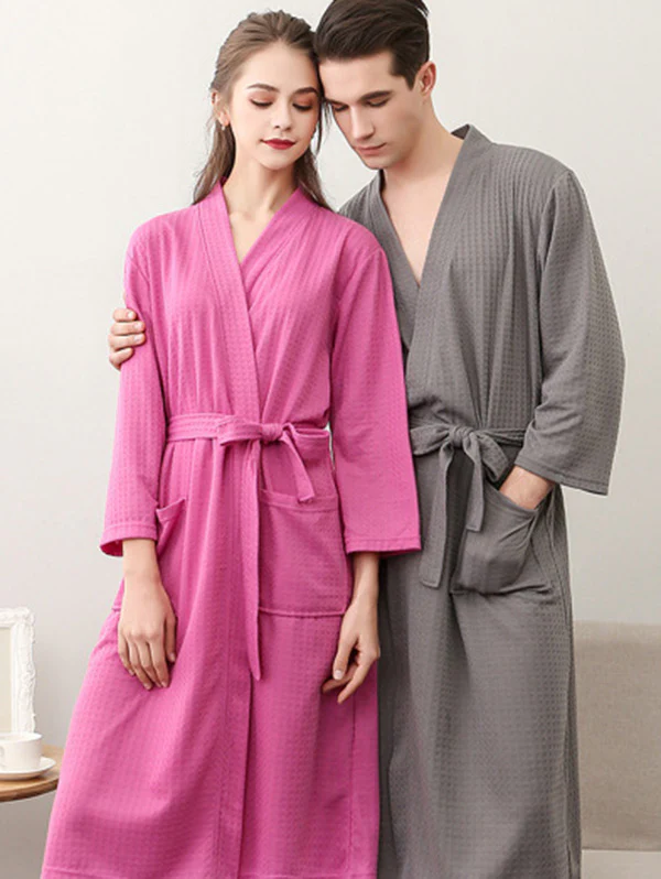 Comfortable Solid Bandage Thin Pajama Robe - Image 11