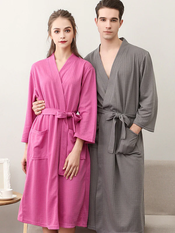 Comfortable Solid Bandage Thin Pajama Robe - Image 12