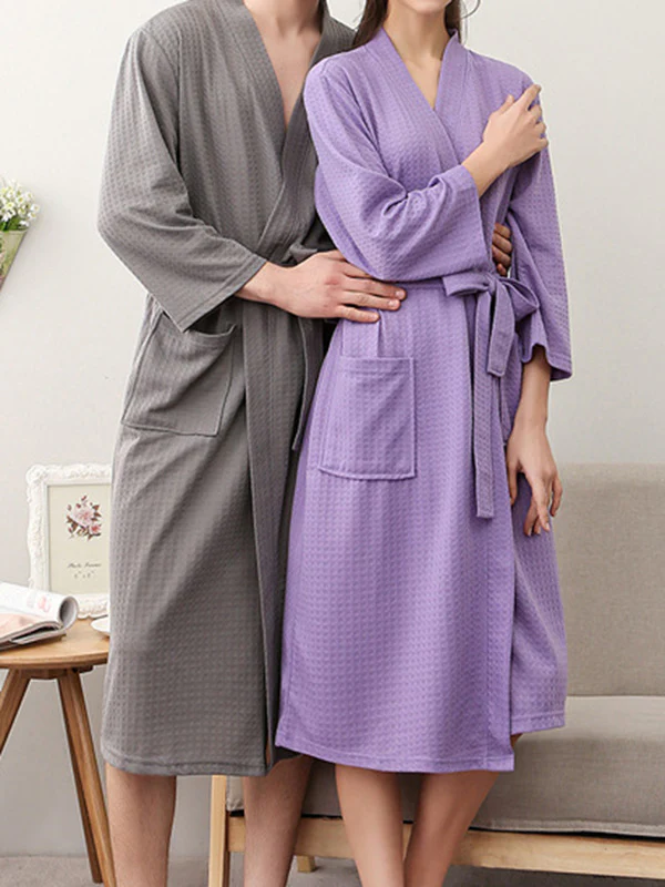 Comfortable Solid Bandage Thin Pajama Robe - Image 13