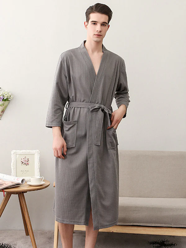 Comfortable Solid Bandage Thin Pajama Robe - Image 16