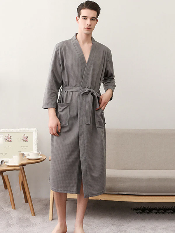 Comfortable Solid Bandage Thin Pajama Robe - Image 17