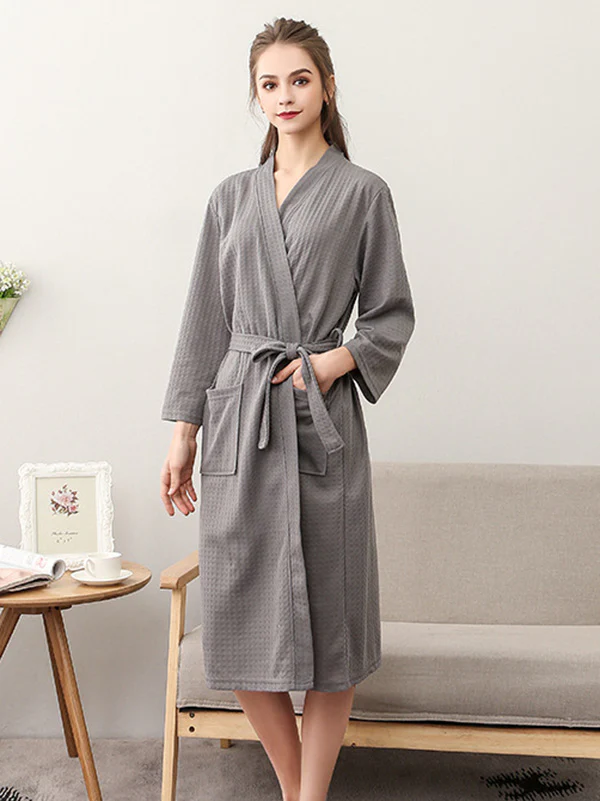 Comfortable Solid Bandage Thin Pajama Robe - Image 18