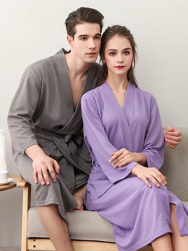 Comfortable Solid Bandage Thin Pajama Robe - Image 2