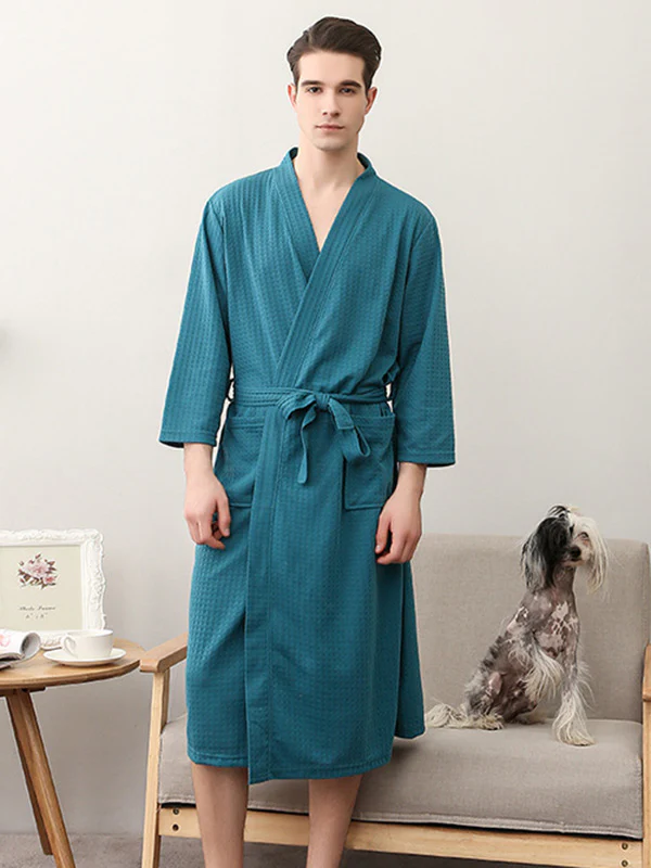 Comfortable Solid Bandage Thin Pajama Robe - Image 20