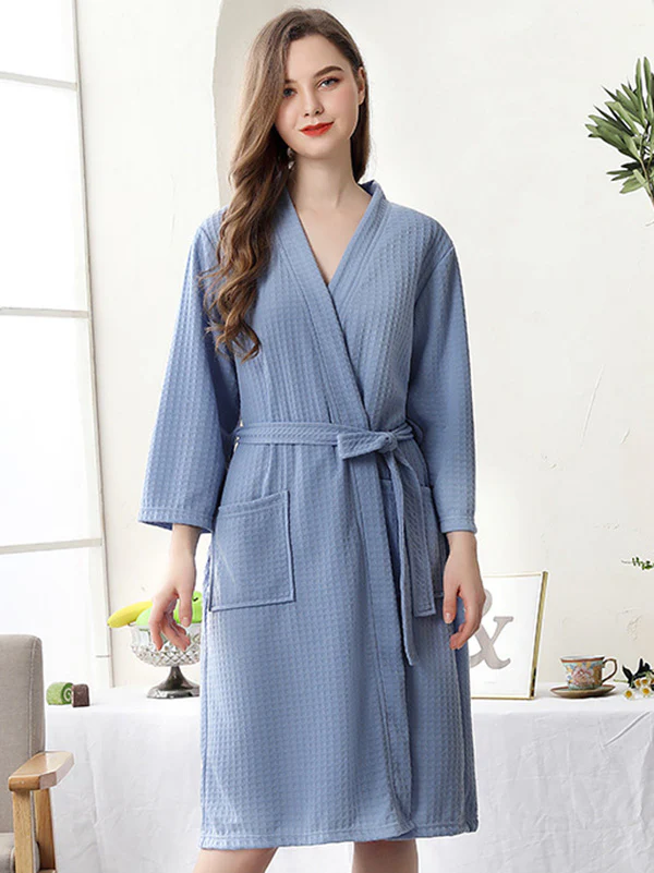 Comfortable Solid Bandage Thin Pajama Robe - Image 23