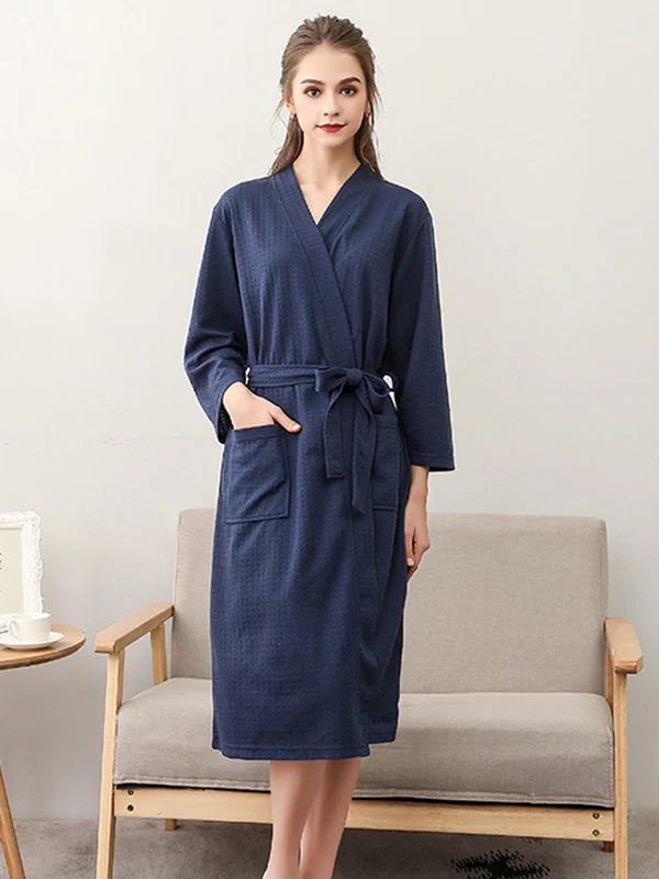 Comfortable Solid Bandage Thin Pajama Robe - Image 24