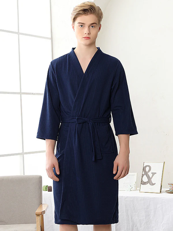 Comfortable Solid Bandage Thin Pajama Robe - Image 25