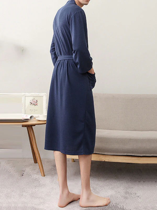 Comfortable Solid Bandage Thin Pajama Robe - Image 26