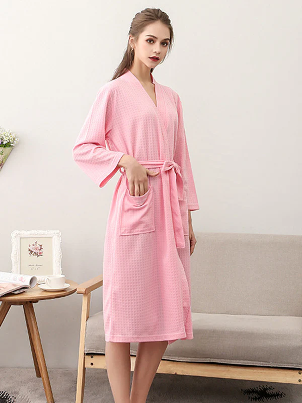 Comfortable Solid Bandage Thin Pajama Robe - Image 27