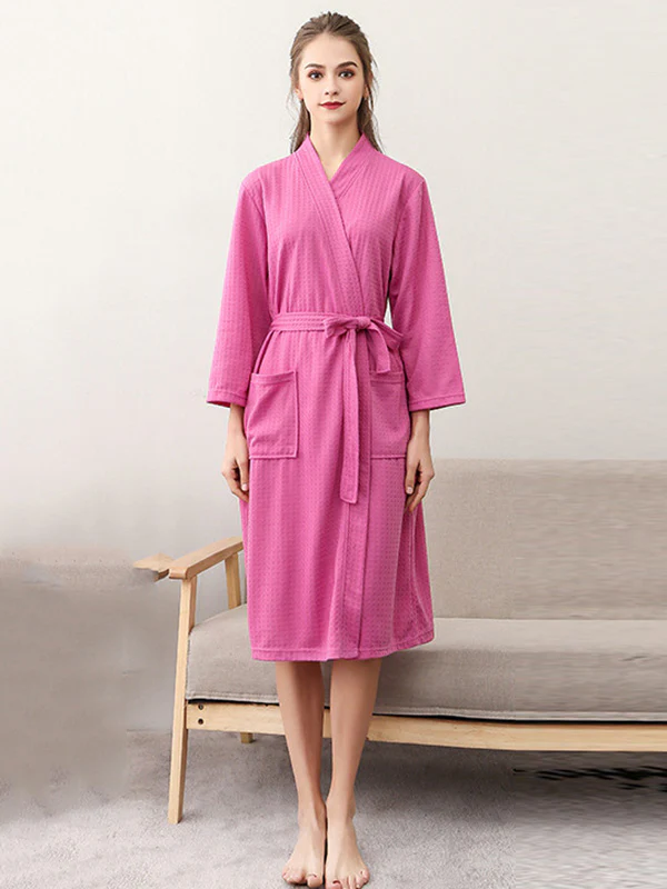 Comfortable Solid Bandage Thin Pajama Robe - Image 28