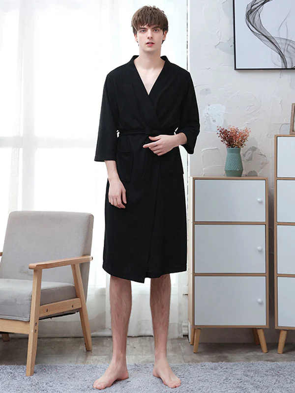 Comfortable Solid Bandage Thin Pajama Robe - Image 31