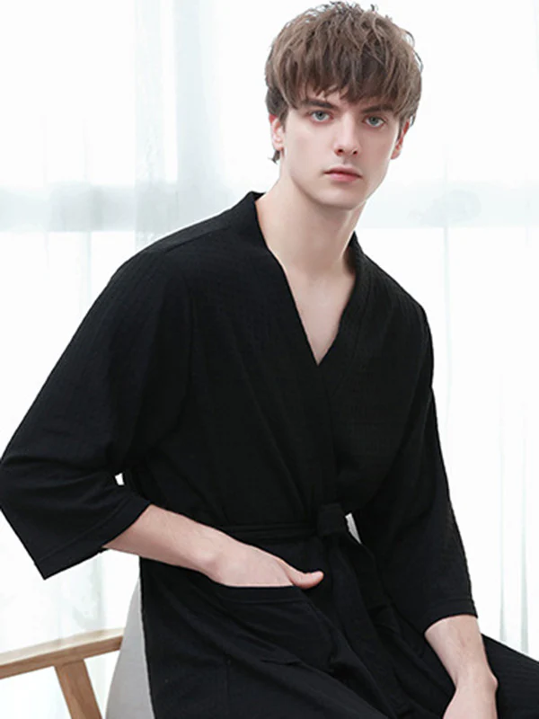 Comfortable Solid Bandage Thin Pajama Robe - Image 32