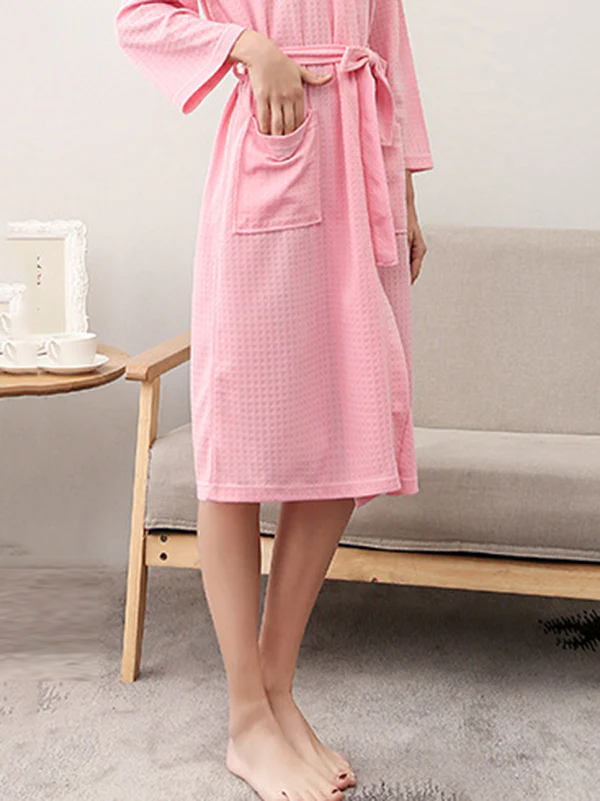 Comfortable Solid Bandage Thin Pajama Robe - Image 34