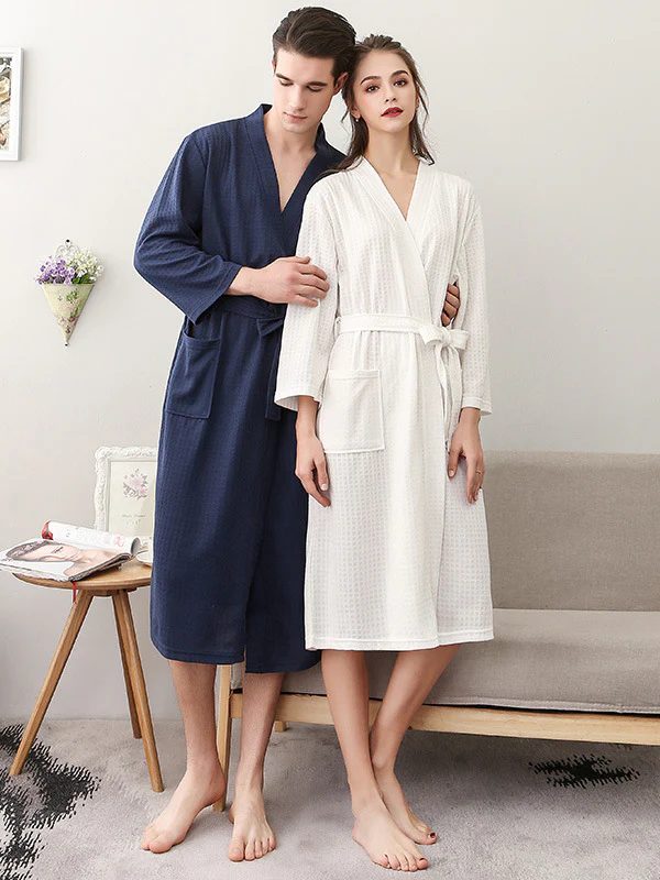 Comfortable Solid Bandage Thin Pajama Robe - Image 4