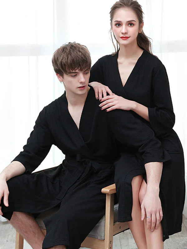 Comfortable Solid Bandage Thin Pajama Robe - Image 5