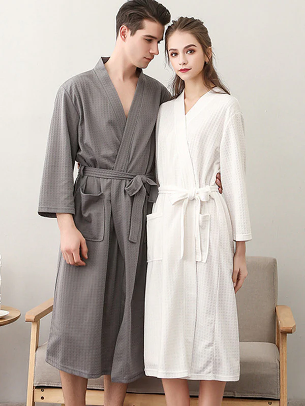 Comfortable Solid Bandage Thin Pajama Robe - Image 6