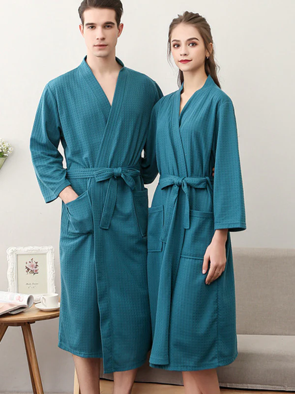 Comfortable Solid Bandage Thin Pajama Robe - Image 9