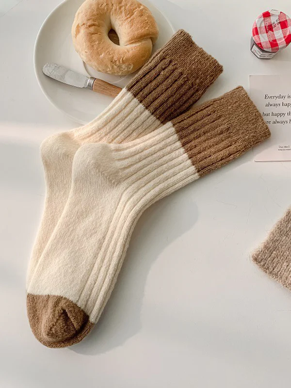 Contrast Color Elasticity Pleated Socks - Image 10