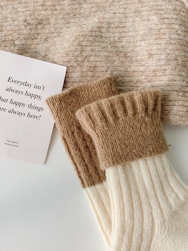 Contrast Color Elasticity Pleated Socks - Image 15