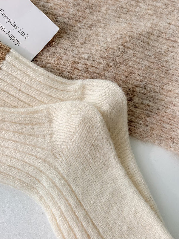 Contrast Color Elasticity Pleated Socks - Image 16