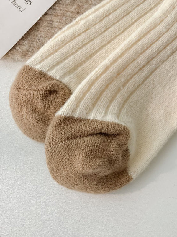 Contrast Color Elasticity Pleated Socks - Image 17
