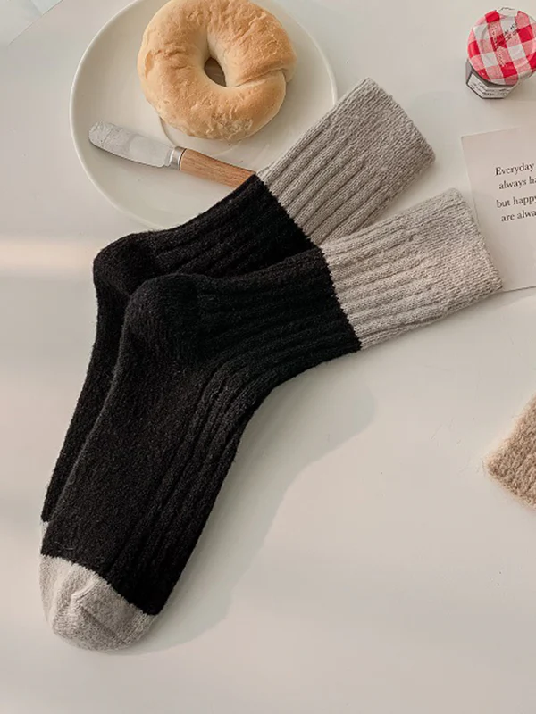 Contrast Color Elasticity Pleated Socks - Image 8