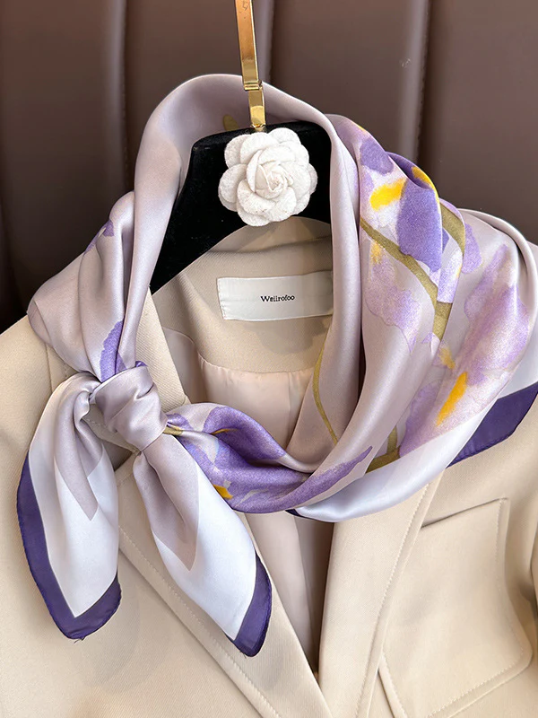 Contrast Color Floral Printed Sun Protection Shawl&Scarf - Image 2