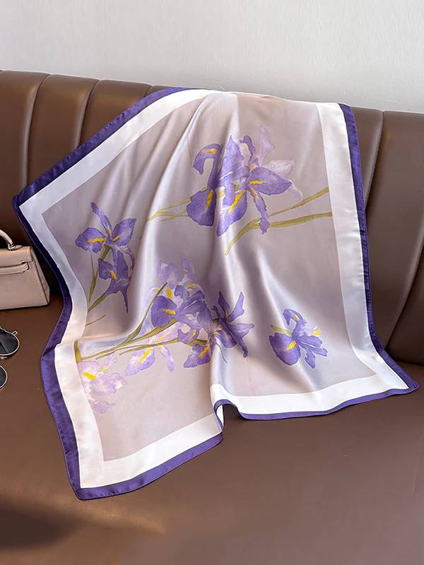 Contrast Color Floral Printed Sun Protection Shawl&Scarf - Image 3