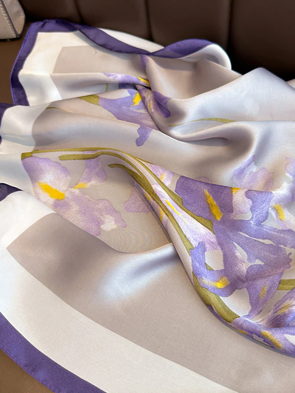 Contrast Color Floral Printed Sun Protection Shawl&Scarf - Image 4
