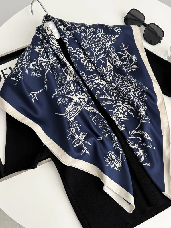 Contrast Color Flower Print Shawl&Scarf - Image 3