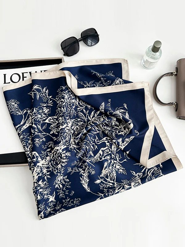Contrast Color Flower Print Shawl&Scarf - Image 9