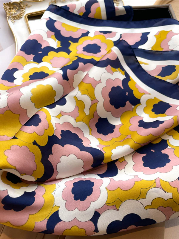 Contrast Color Flower Print Sun Protection Shawl&Scarf - Image 10