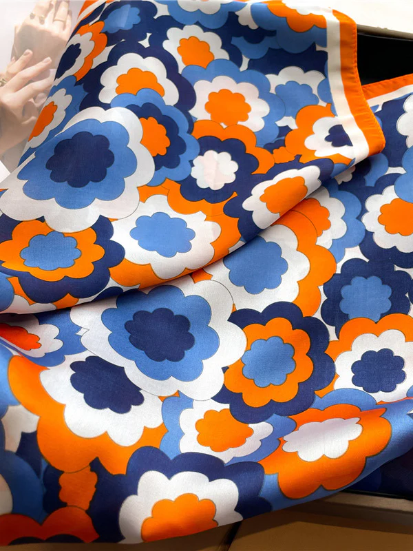 Contrast Color Flower Print Sun Protection Shawl&Scarf - Image 11