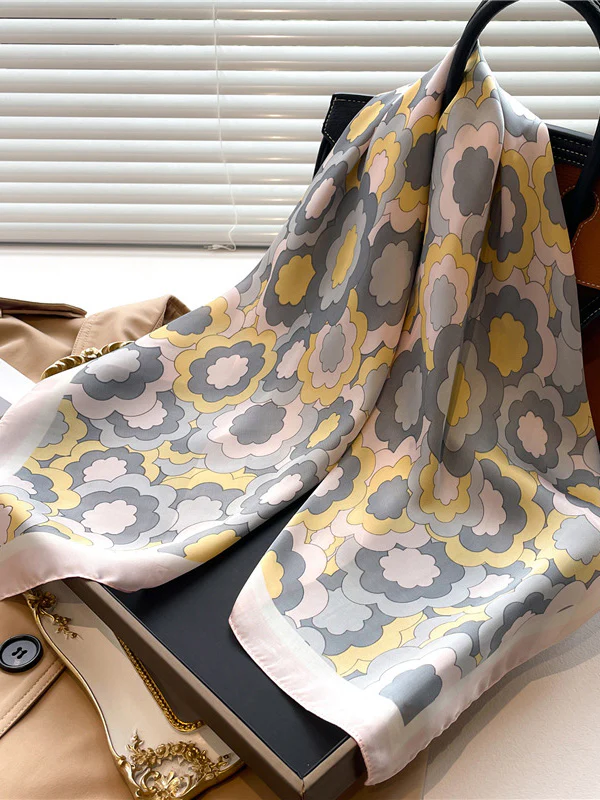 Contrast Color Flower Print Sun Protection Shawl&Scarf - Image 14