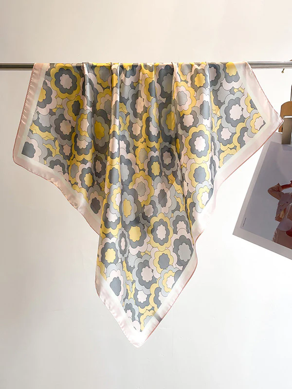 Contrast Color Flower Print Sun Protection Shawl&Scarf - Image 4